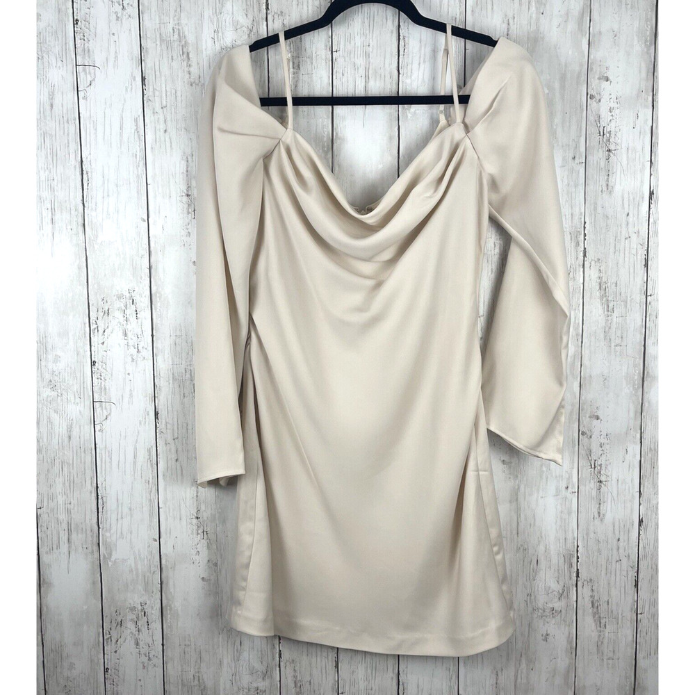 Ever New Melbourne Dress Sz 6 Cream Off Shoulder Sleeve Mini Shift Party Formal